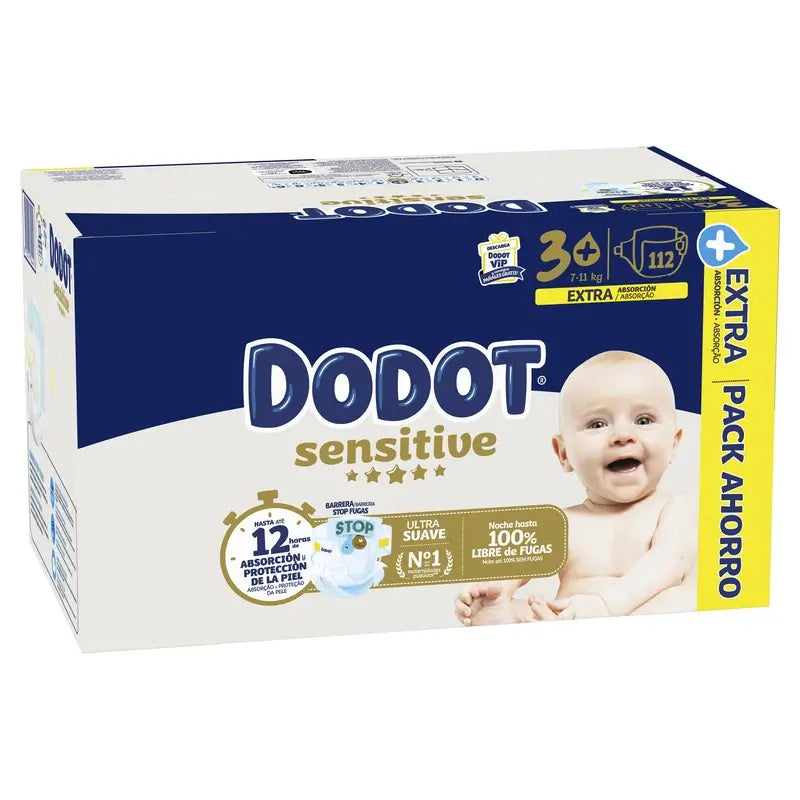 Dodot Sensitive Extra-Box Taglia 3+, 112 pannolini