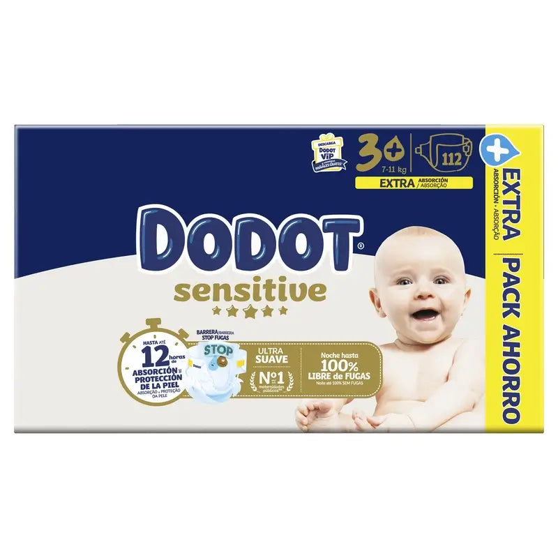 Dodot Sensitive Extra-Box Taglia 3+, 112 pannolini