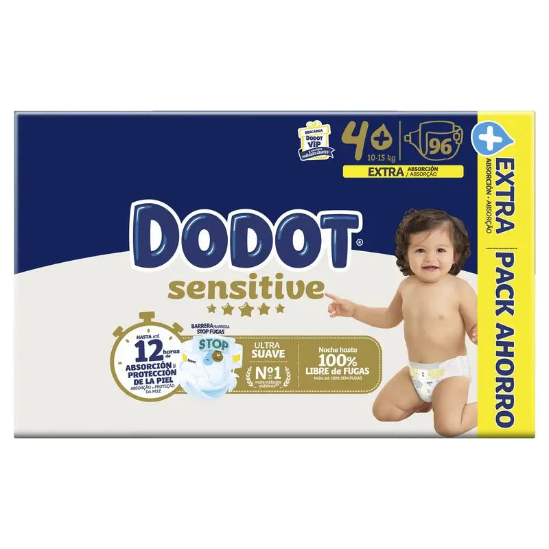Dodot Sensitive Extra-Box taglia 4+, 96 pannolini