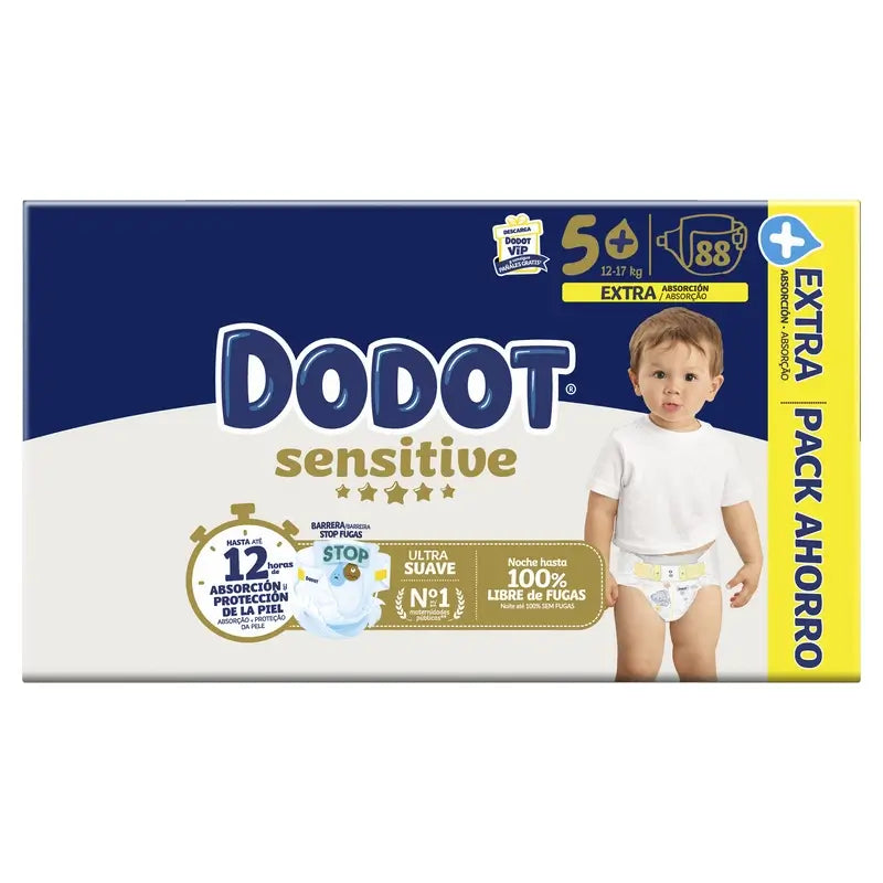 Dodot Sensitive Extra-Box Taglia 5+, 88 pannolini