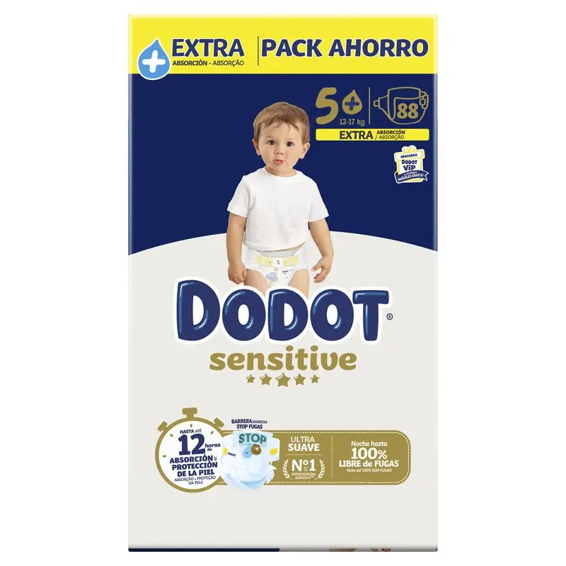 Dodot Sensitive Extra-Box Taglia 5+, 88 pannolini