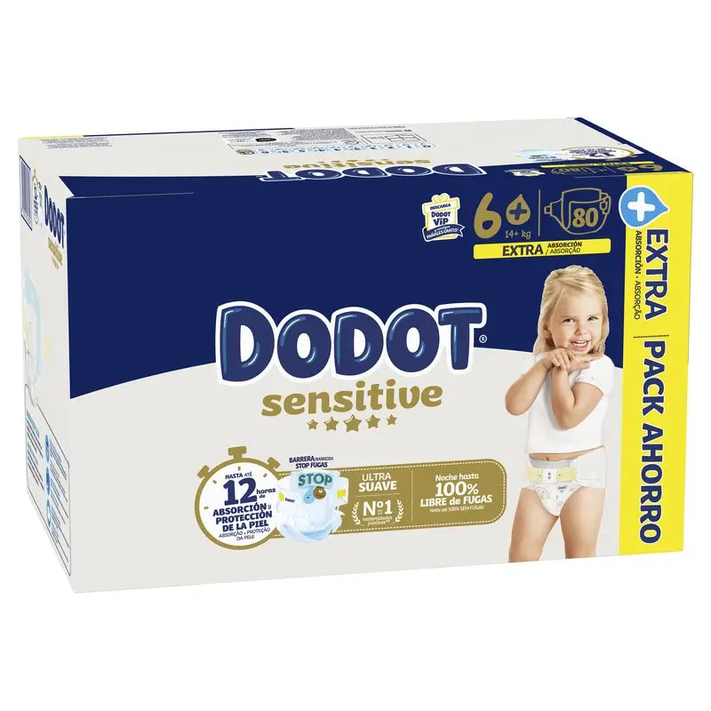 Dodot Sensitive Extra-Box taglia 6+, 80 pannolini