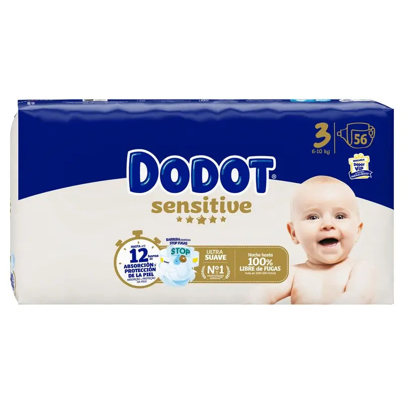 Dodot Sensitive Taglia 3 (6-10 Kg), 56 pannolini