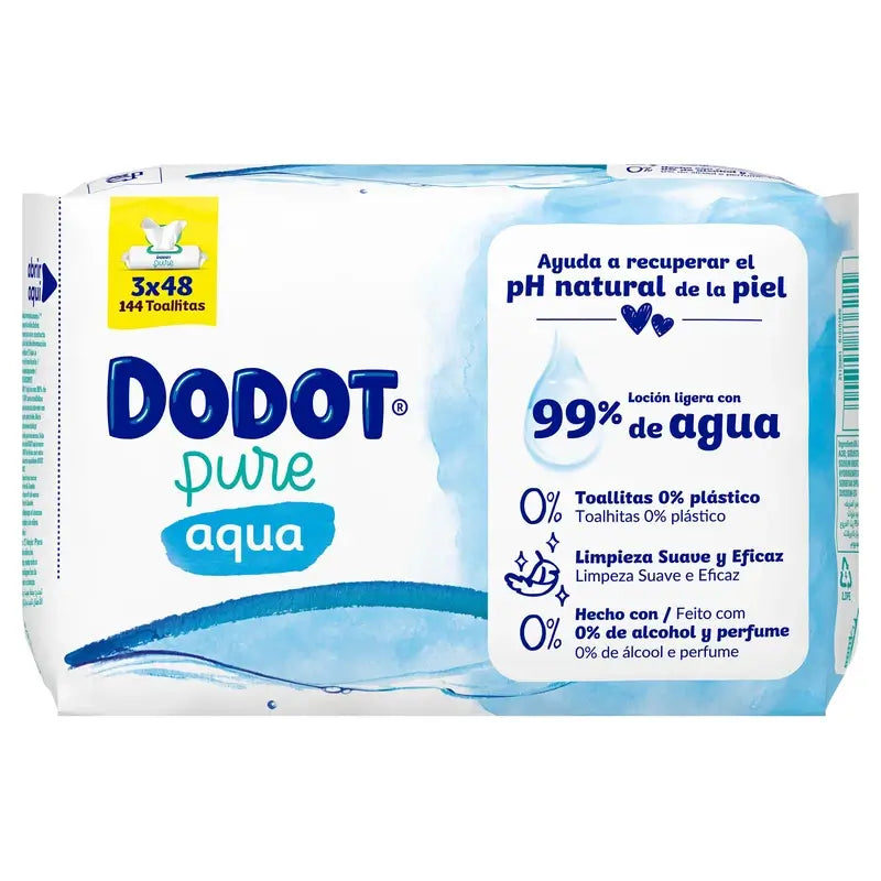 Dodot Dodot Aqua Salviette senza plastica 3x48, 144 pz.
