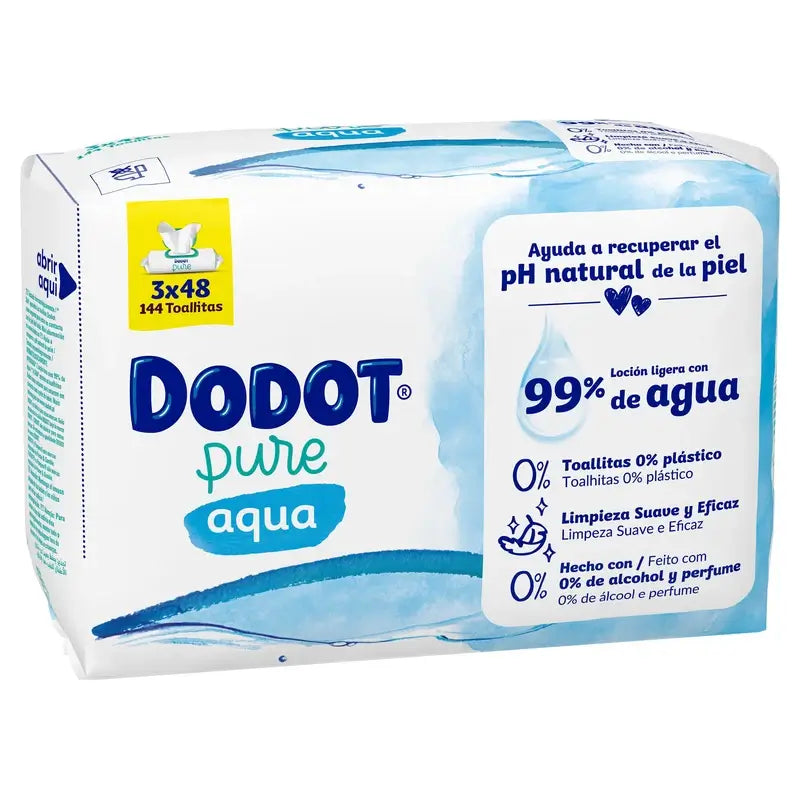 Dodot Dodot Aqua Salviette senza plastica 3x48, 144 pz.