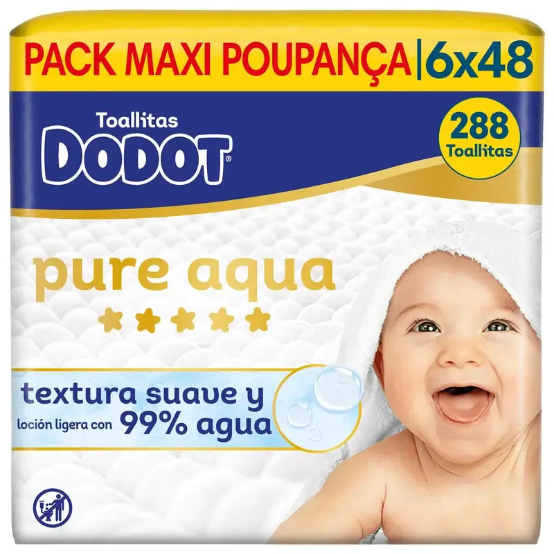 Salviette Dodot Pure Aqua, 6x48, 288 pz.
