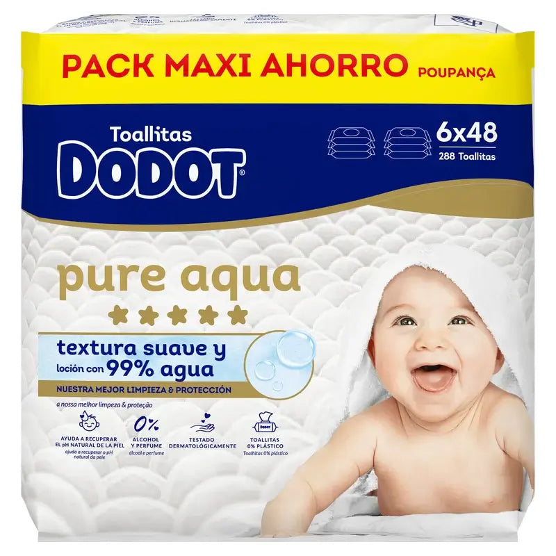 Salviette Dodot Pure Aqua, 6x48, 288 pz.