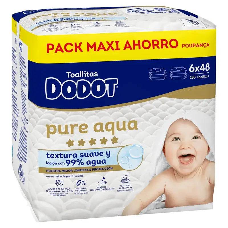 Salviette Dodot Pure Aqua, 6x48, 288 pz.
