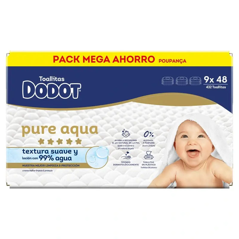 Salviette Dodot Pure Aqua, 9x48, 432 pz.