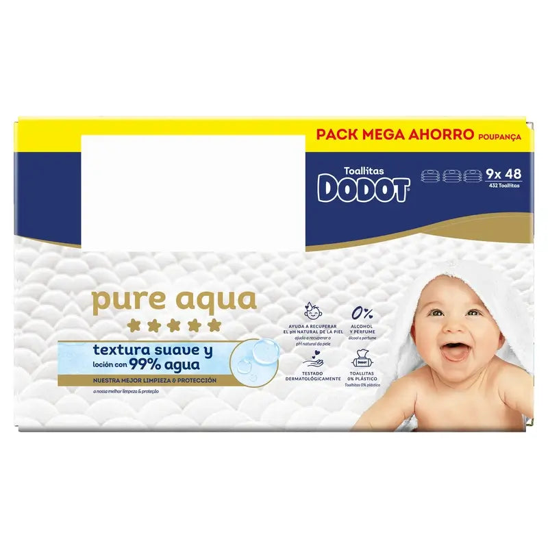 Salviette Dodot Pure Aqua, 9x48, 432 pz.