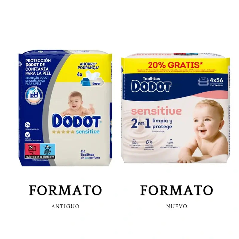 Dodot Salviette sensibili, 4x56, 224 pezzi (20% GRATIS)