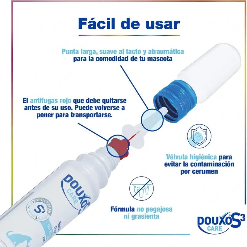 Douxo S3 Care Lozione per le orecchie di cani e gatti per uso frequente, 120 ml