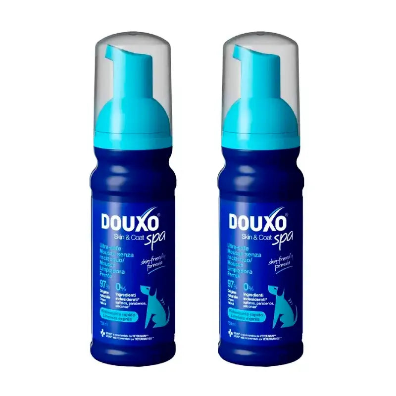Douxo Skin & Coat Spa Schiuma detergente express ultra delicata, confezione da 2 x 150 ml