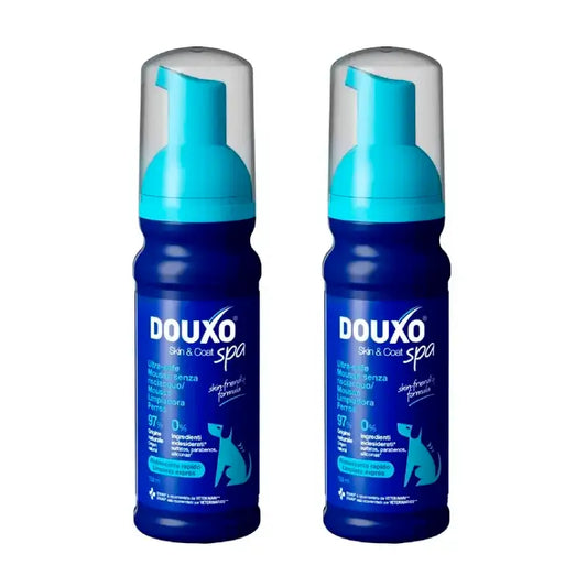 Douxo Skin & Coat Spa Schiuma detergente express ultra delicata, confezione da 2 x 150 ml