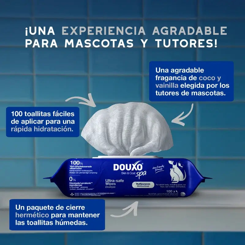 Douxo Skin & Coat Spa Salviette multiuso per cani e gatti, 100 pz.