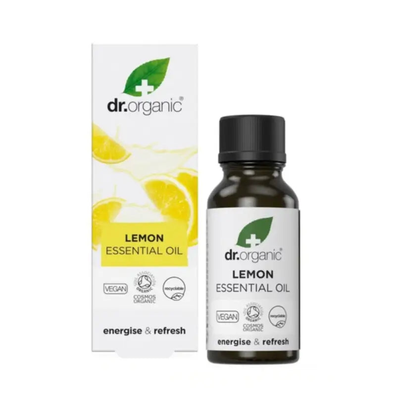Dr.Organic Olio essenziale di scorza di limone biologico e puro al 100%, 10 ml