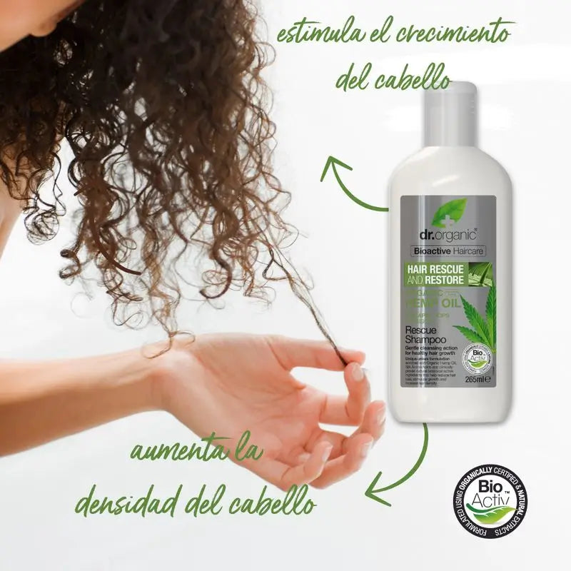 Dr. Organic Anti-Hair Loss Rescue Shampoo alla canapa 265 ml