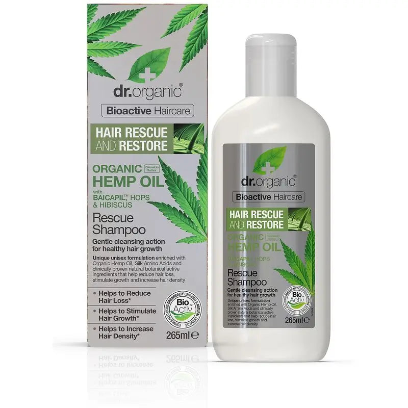 Dr. Organic Anti-Hair Loss Rescue Shampoo alla canapa 265 ml