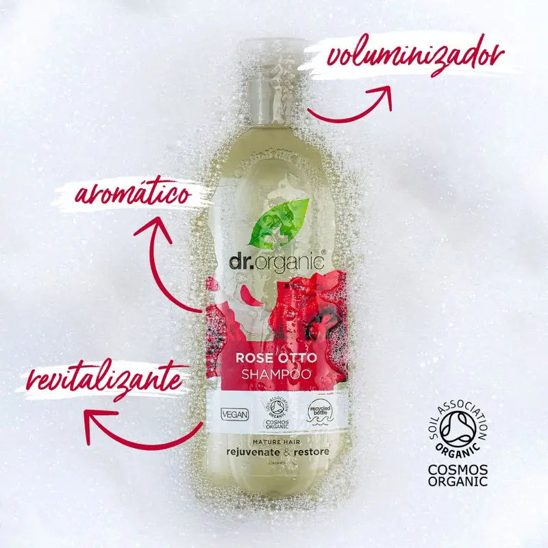 Shampoo per capelli maturi alla Rosa Damascena Dr.Organic, 265 ml