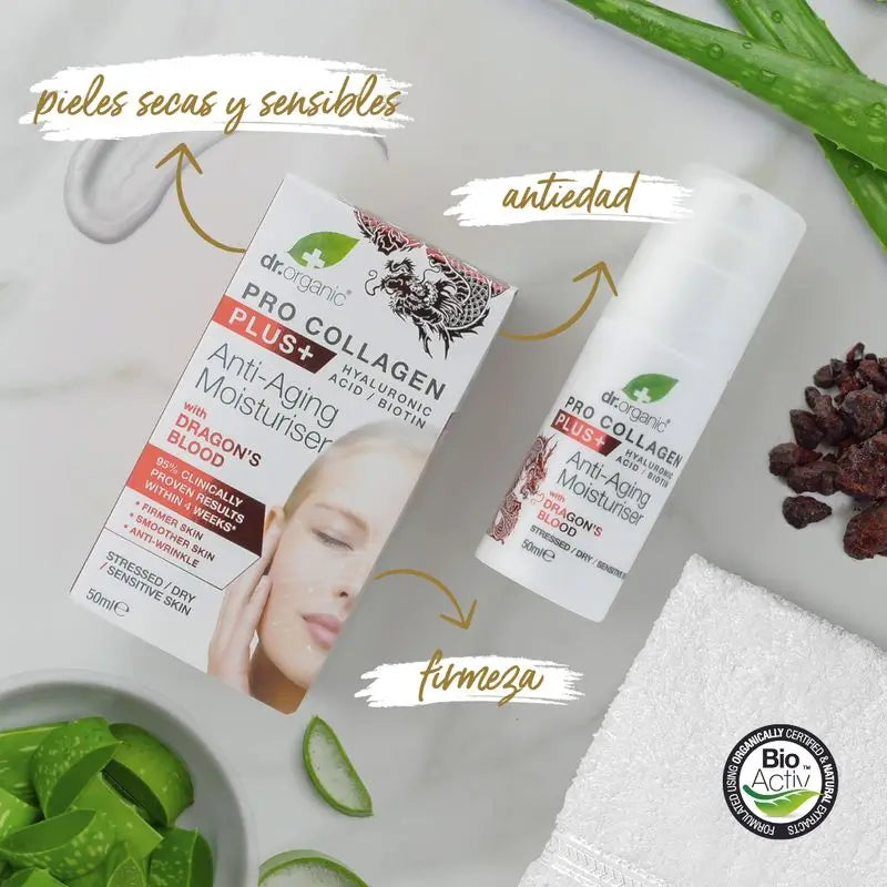 Dr.Organic Procollagen Crema viso anti-età - Pelle secca o sensibile, 50 ml