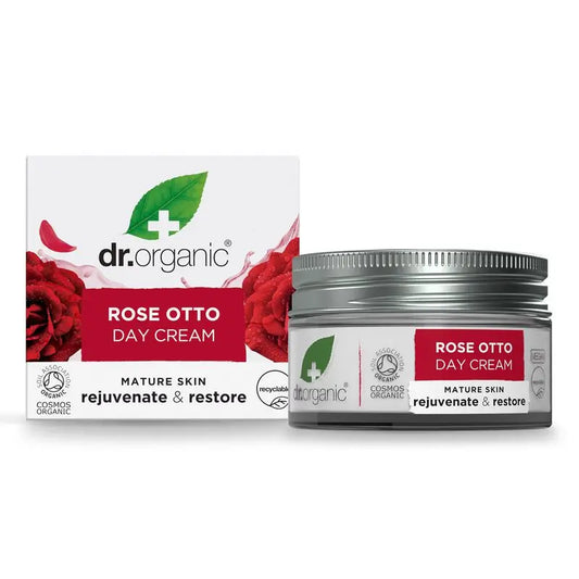 Dr.Organic Rosa Damascena Crema da giorno per pelli mature, 50 ml