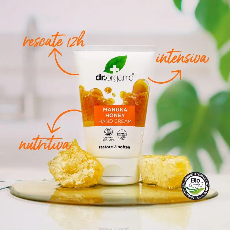 Crema mani e unghie al miele di Manuka Dr.Organic Pelle secca e sensibile, 125 ml