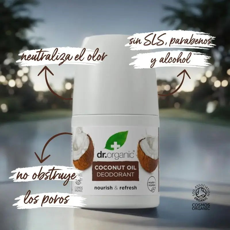 Deodorante all'olio di cocco Dr.Organic per tutti i tipi di pelle, 50 ml