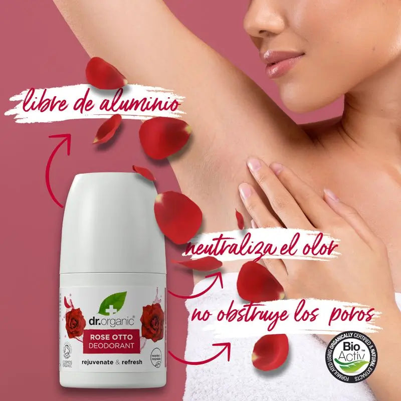 Dr.Organic Rosa Damascena Deodorante per pelli mature, 50 ml