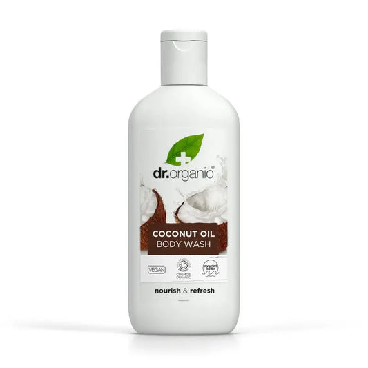Gel doccia all'olio di cocco Dr.Organic per pelli secche, 250 ml