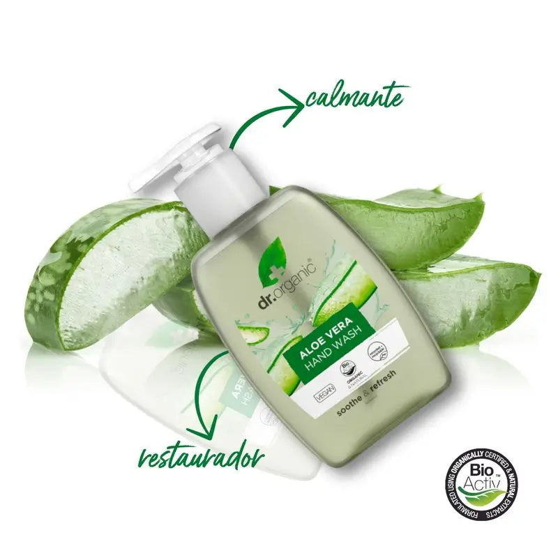 Dr.Organic Sapone per le mani all'aloe vera per tutti i tipi di pelle, 250 ml