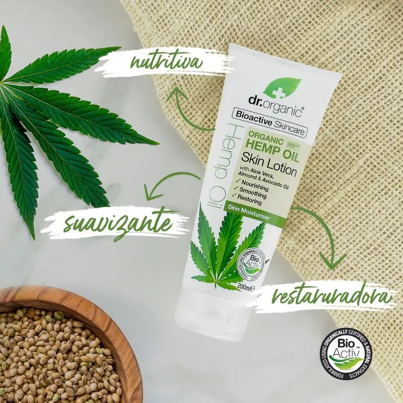 Lozione per il corpo all'olio di canapa biologico Dr. Organic 200Ml.