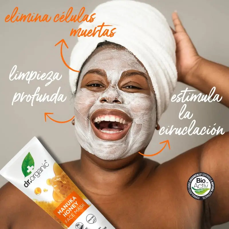 Dr.Organic Maschera viso al miele di Manuka per pelli secche e sensibili, 125 ml