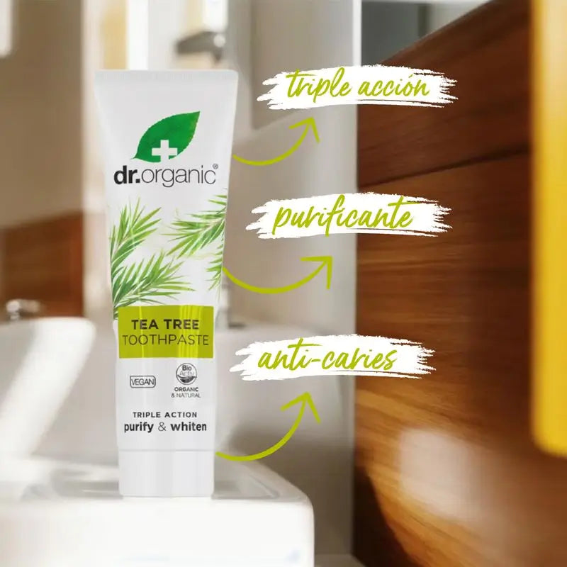 Dr.Organic Tea Tree Dentifricio a tripla azione, 100 ml