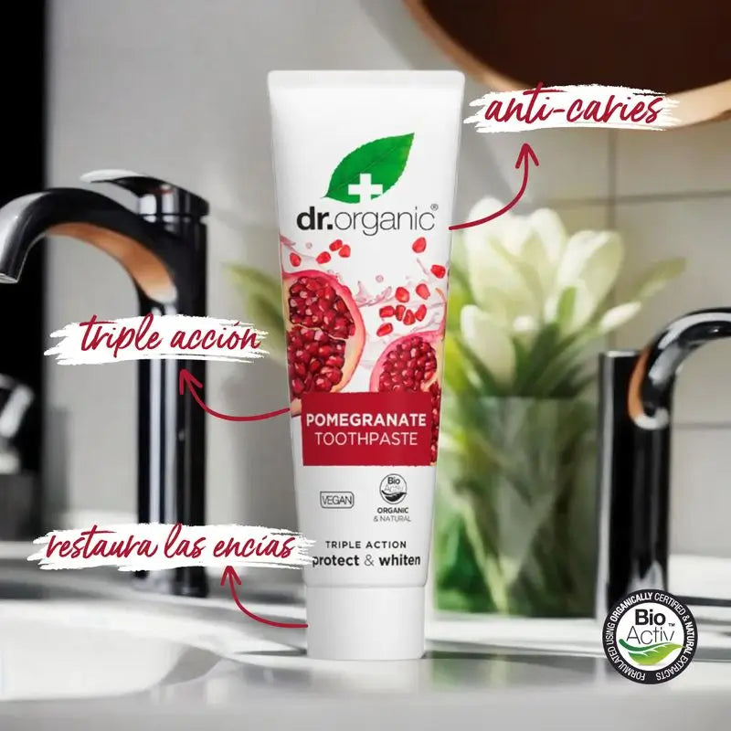 Dr.Organic Dentifricio a tripla azione al melograno, 100 ml