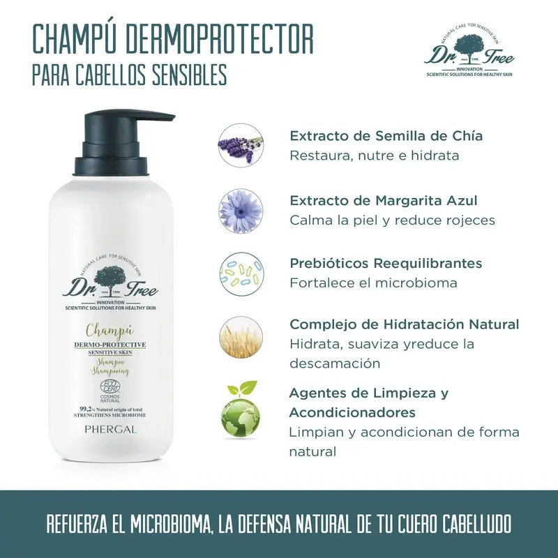 Dr. Tree Shampoo naturale dermo-protettivo per cuoio capelluto sensibile 400 Ml