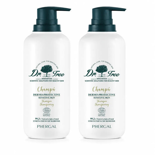 Dr. Tree Shampoo naturale dermo-protettivo per cuoio capelluto sensibile 400ml, confezione da 2