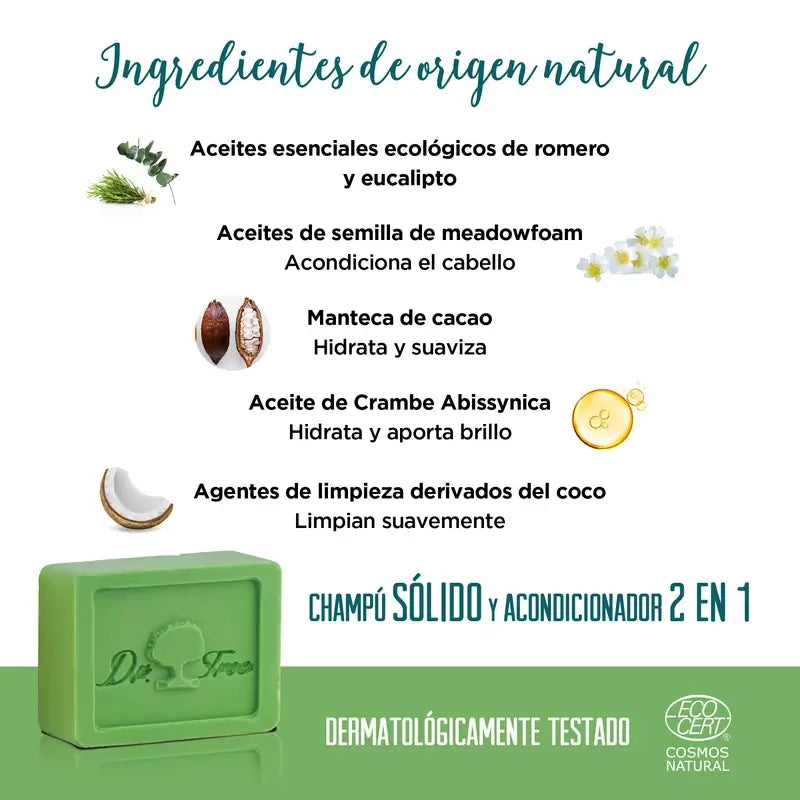 Dr. Tree Shampoo solido naturale Uso frequente per cuoio capelluto sensibile
