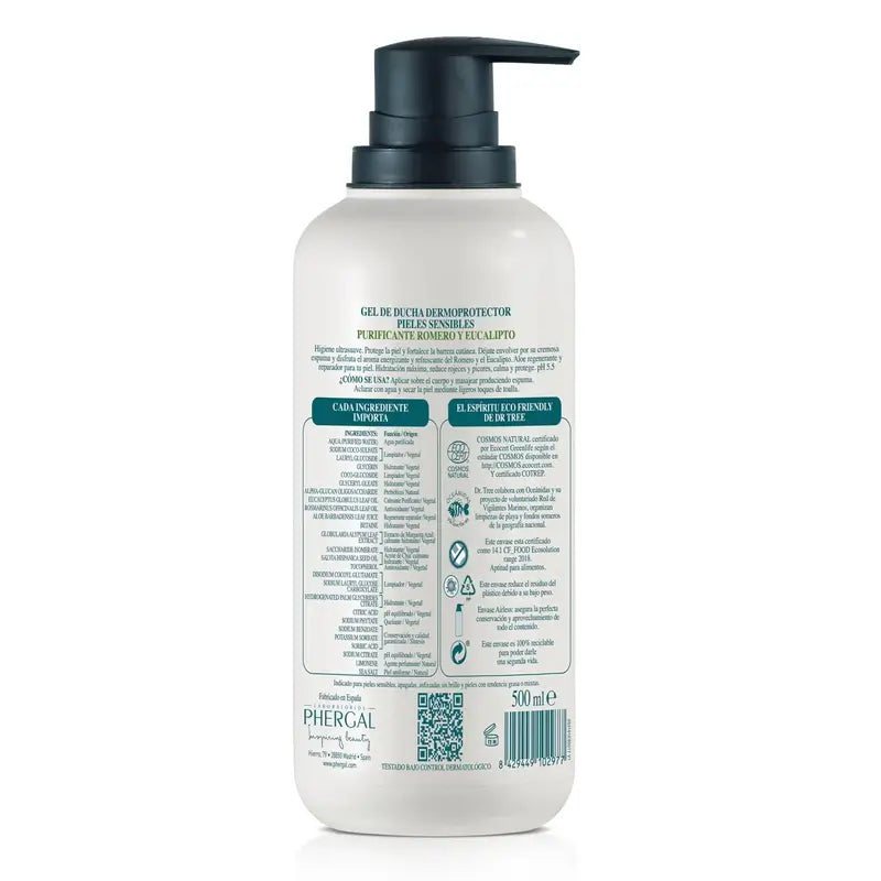 Dr. Tree Gel doccia purificante al rosmarino naturale per pelli sensibili 500 ml