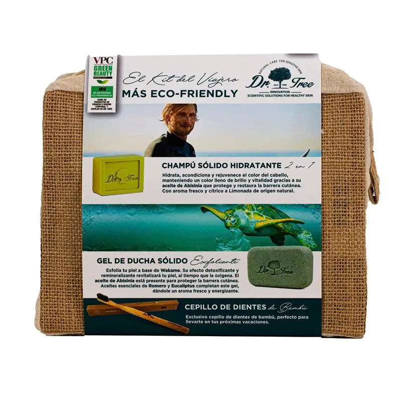 Dr. Tree Borsa da viaggio Shampoo Gel solido + Spazzolino da denti Bambù