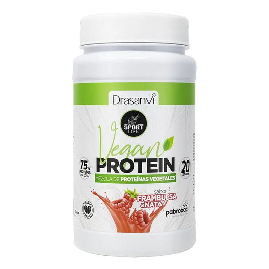 Drasanvi Sport Proteine vegetali vive al gusto di lampone, 600 grammi