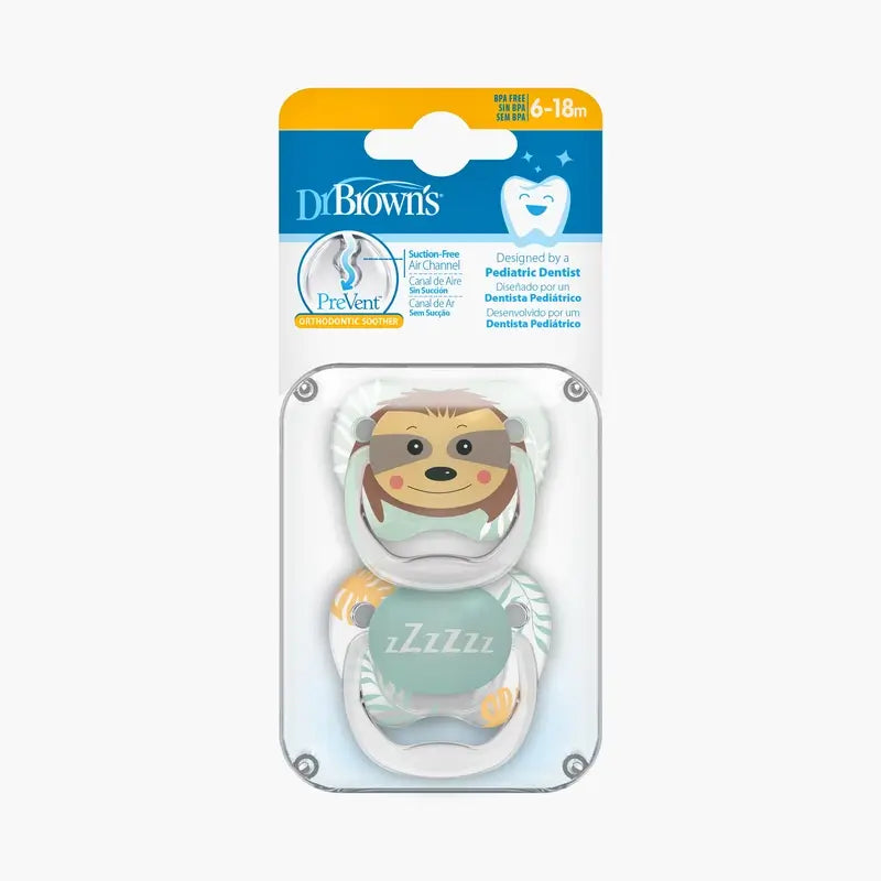 Succhiotto Dr.Brown's Prevent Classic Animal Faces T2 6-18 mesi - Bambina