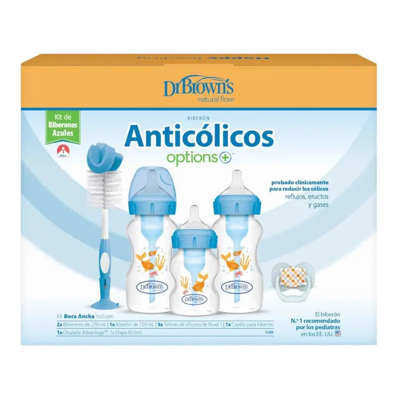 Opzioni blu a bocca larga+ confezione regalo del Dr.Brown's