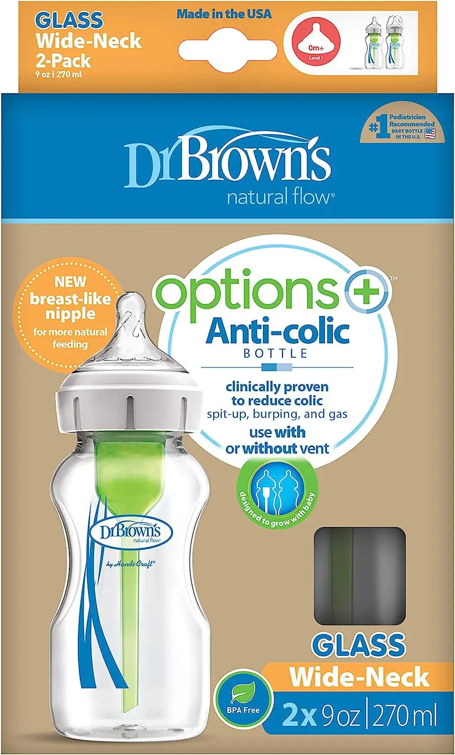 Dr.Brown's Confezione da 2 Bottiglie Ba 270 Ml Pp Cristal Opzioni +