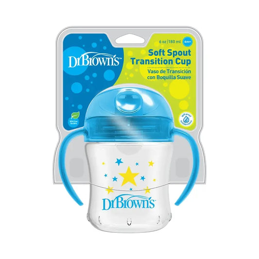 Tazza di transizione con boccaglio morbido Dr.Brown's Blue Stars, 180 ml