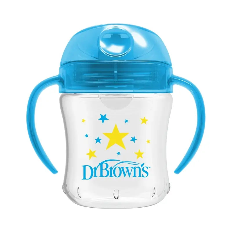 Tazza di transizione con boccaglio morbido Dr.Brown's Blue Stars, 180 ml