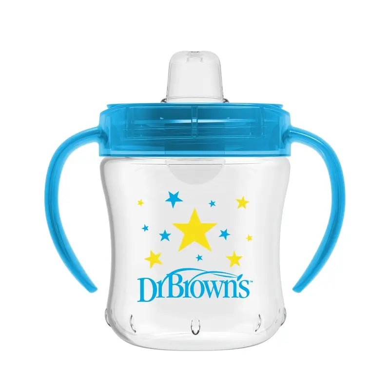 Tazza di transizione con boccaglio morbido Dr.Brown's Blue Stars, 180 ml