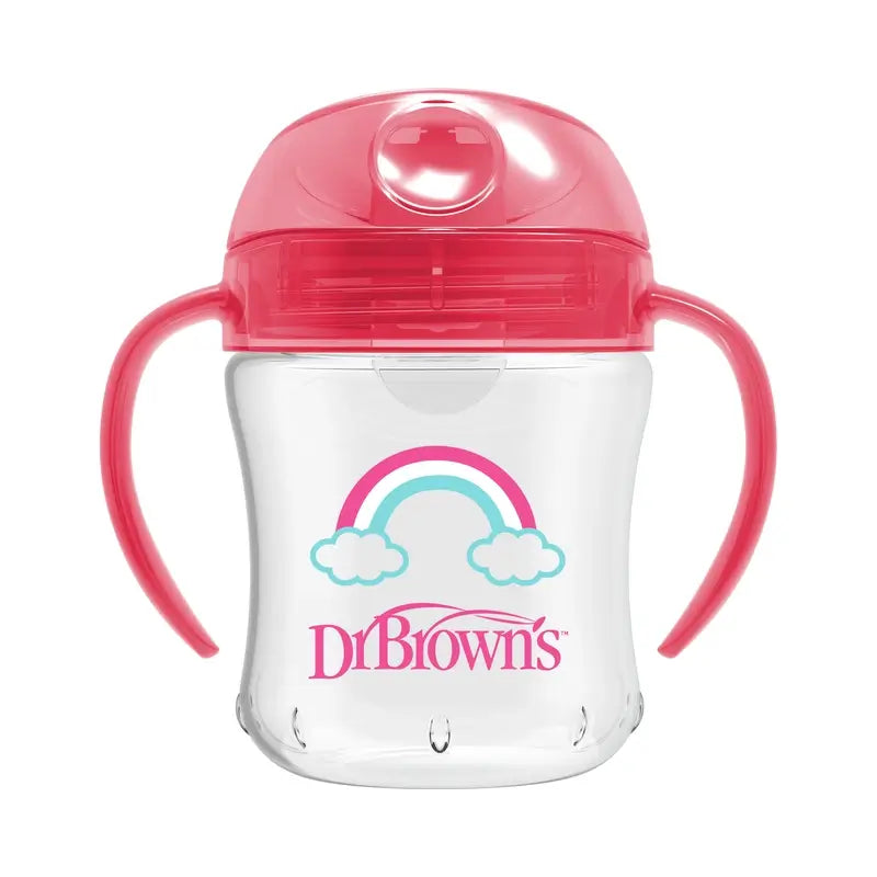Bicchiere di transizione con boccaglio morbido rosa arcobaleno del Dr.Brown's, 180 ml