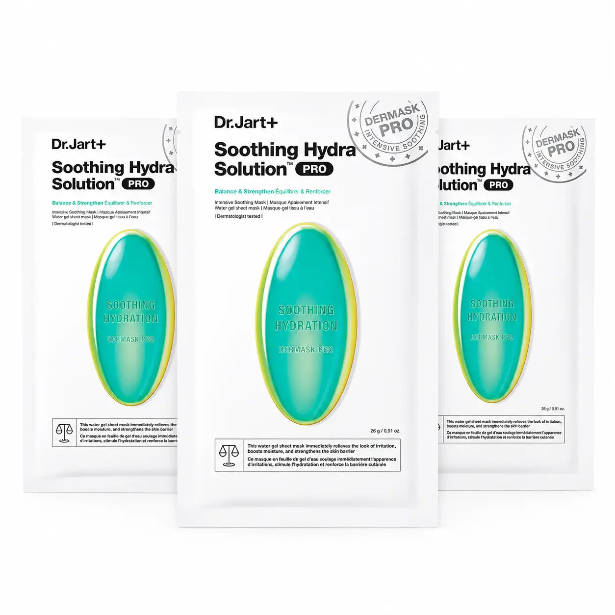 Dr.Jart+ Dermask Hydra Solution Pro Maschera viso lenitiva intensiva, 26 Gr , confezione da 3