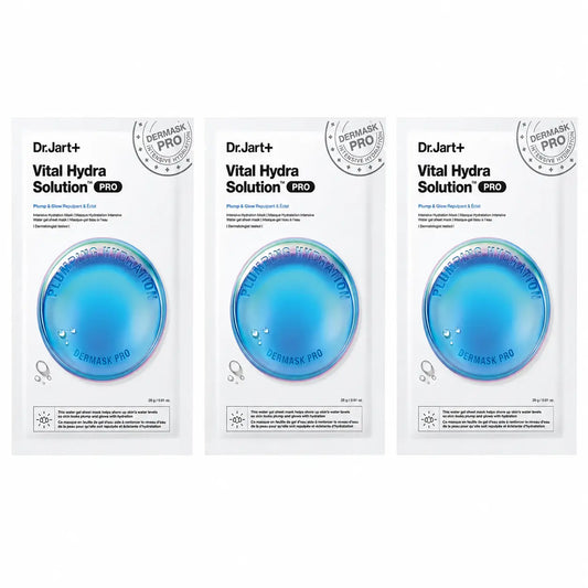 Dr.Jart+ Dermask Vital Hydra Solution Pro Maschera viso idratante, 26 Gr , confezione da 3
