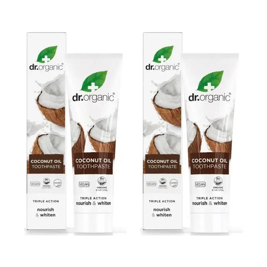 Dentifricio a tripla azione all'olio di cocco Dr.Organic, 2X100 Ml